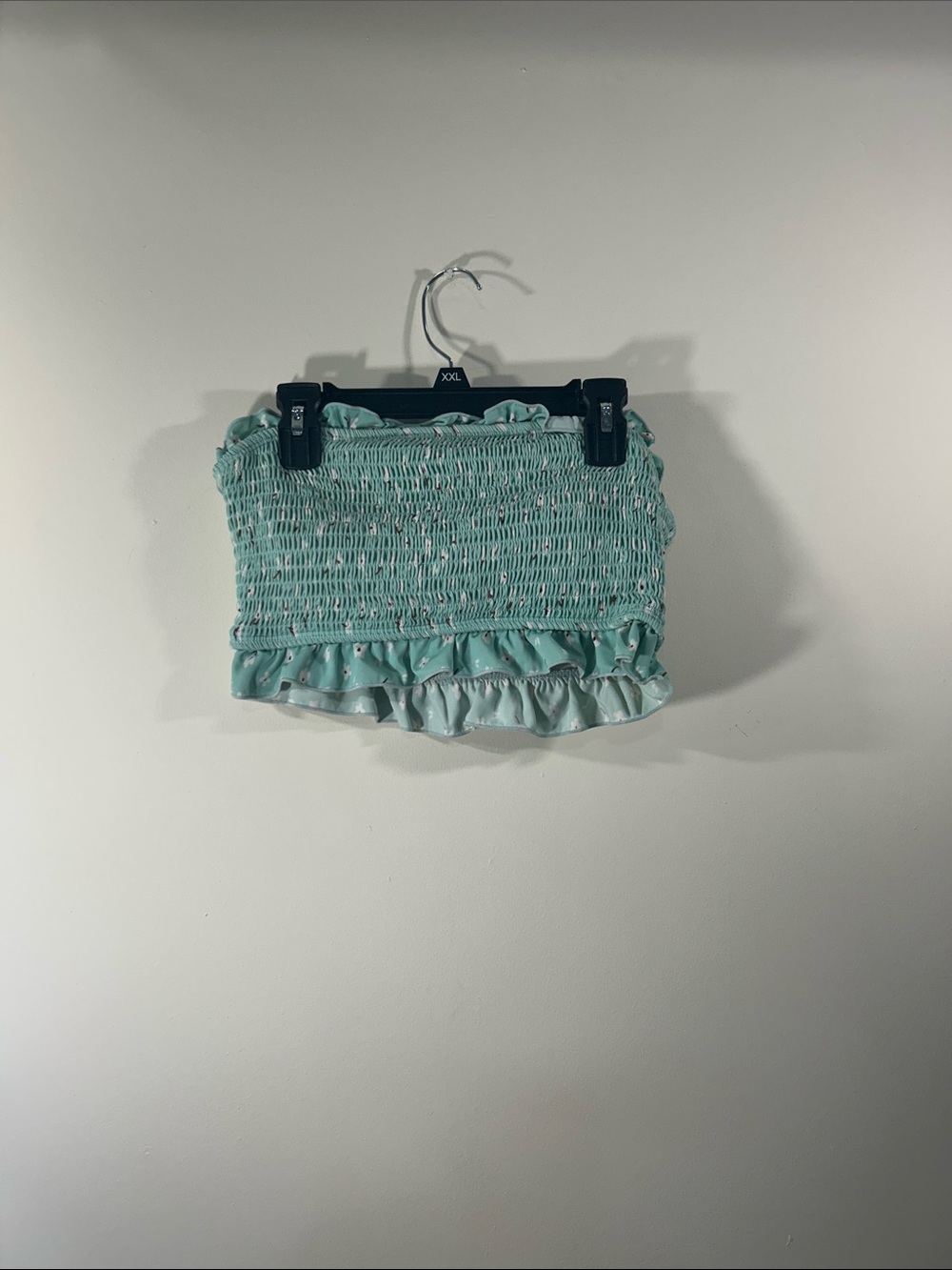 Smocked Ruffle Crop Top in Aqua Mint